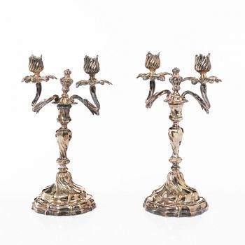 Candelabra, a pair, Rococo style, 20th century.