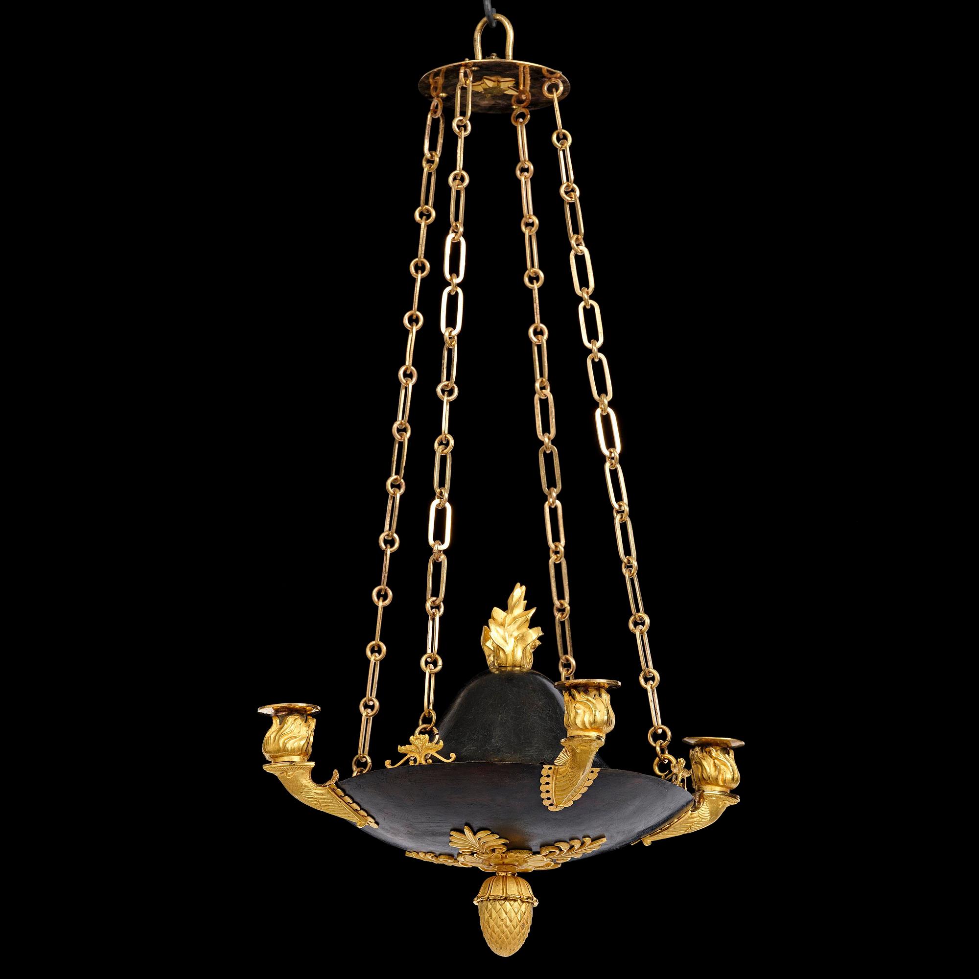 A Swedish Empire four-light hanging-lamp, first part of the 19th century.