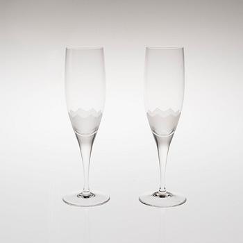 CHAMPAGNEGLAS, 6 st, "Lotus", Richard Latham Studio-Linie, Rosenthal, 1980-tal.
