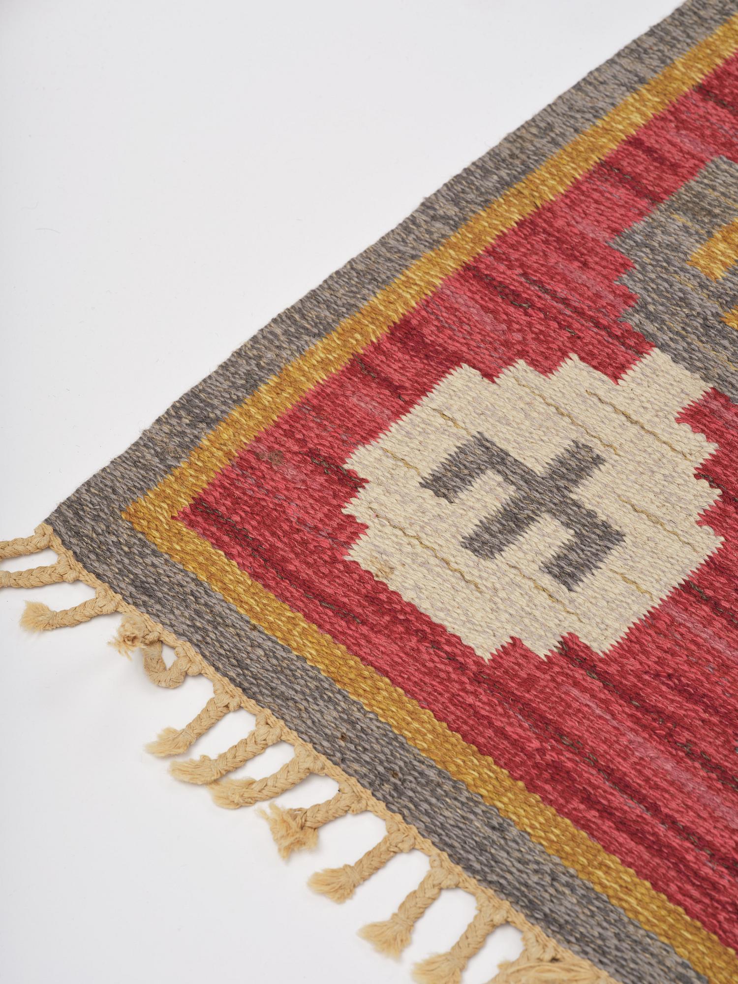 Anna-Greta Sjöqvist, rug, flat weave, approx. 215 x 152 cm, signed AGS.