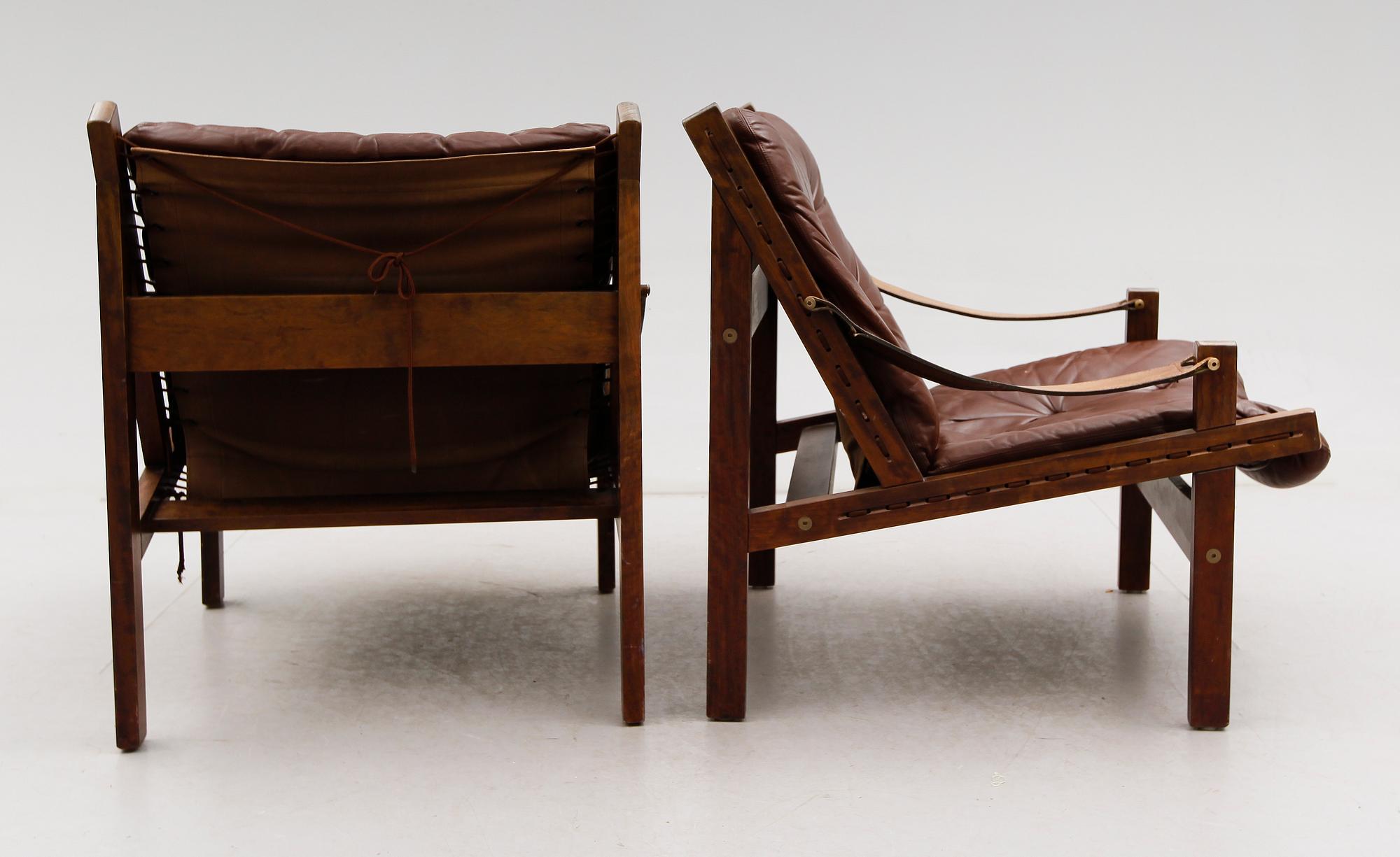 FÅTÖLJER, 1 par, "Hunter", Torbjörn Afdal, Stranda Industri för Bruksbo, Norge, 1900-talets andra hälft.