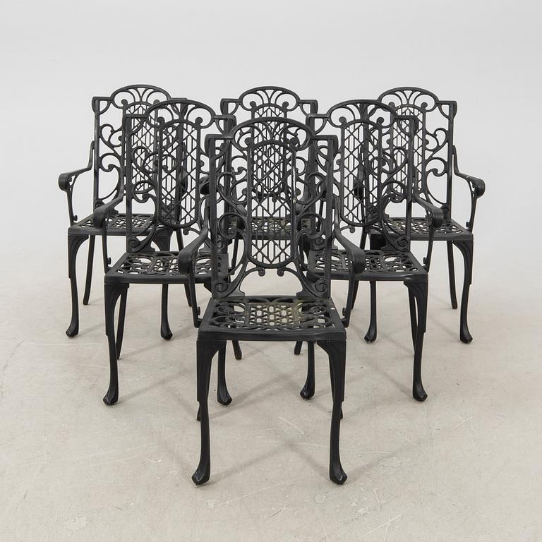 A seven pcs metal garden suit later part of the 20th century.