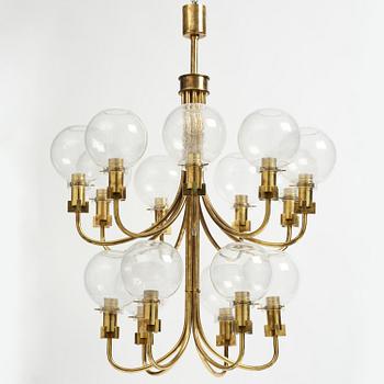Hans-Agne Jakobsson, a rare chandelier model "T 812/15", Hans-Agne Jakobsson AB, Markaryd, 1970s.