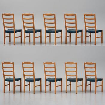 Axel Larsson, a set of 6+4 'Thule' chairs, Svenska Möbelfabrikerna Bodafors for PUB, Sweden, 1937.