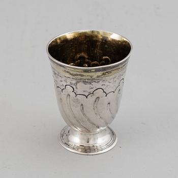 An Austrian 18th century parcel-gilt silver beaker, unidentified makers mark, Vienna 1763.