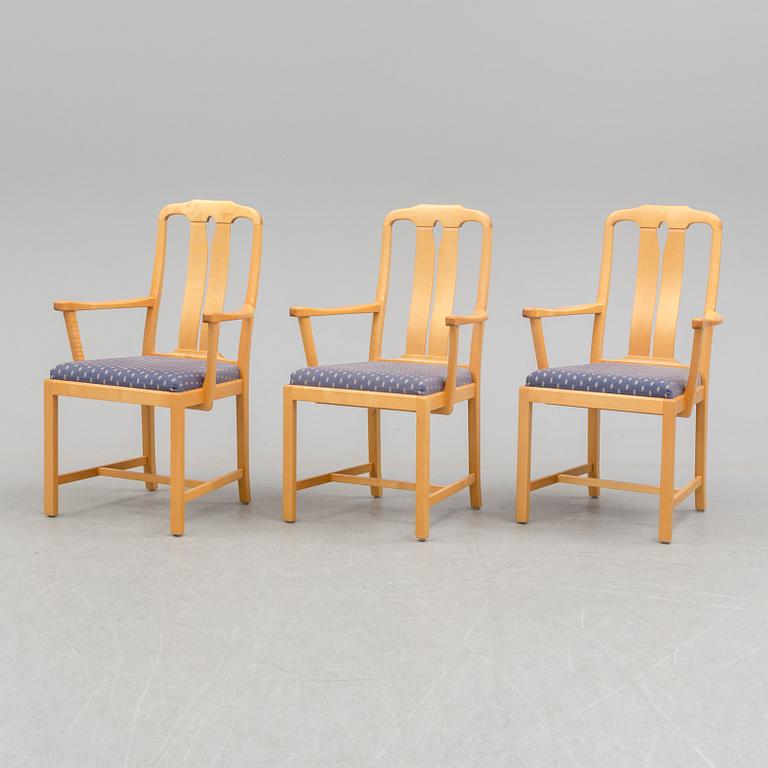 CARL MALMSTEN, three birch 'Ambassadör' armchairs from Åfors Möbelfabriks AB.