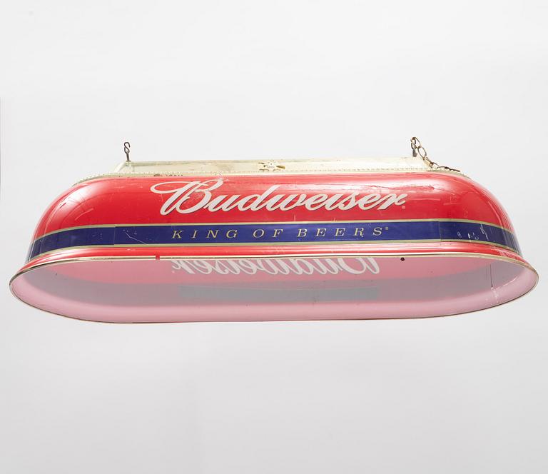 Ceiling lamp, marked Budweiser, late 20th century.