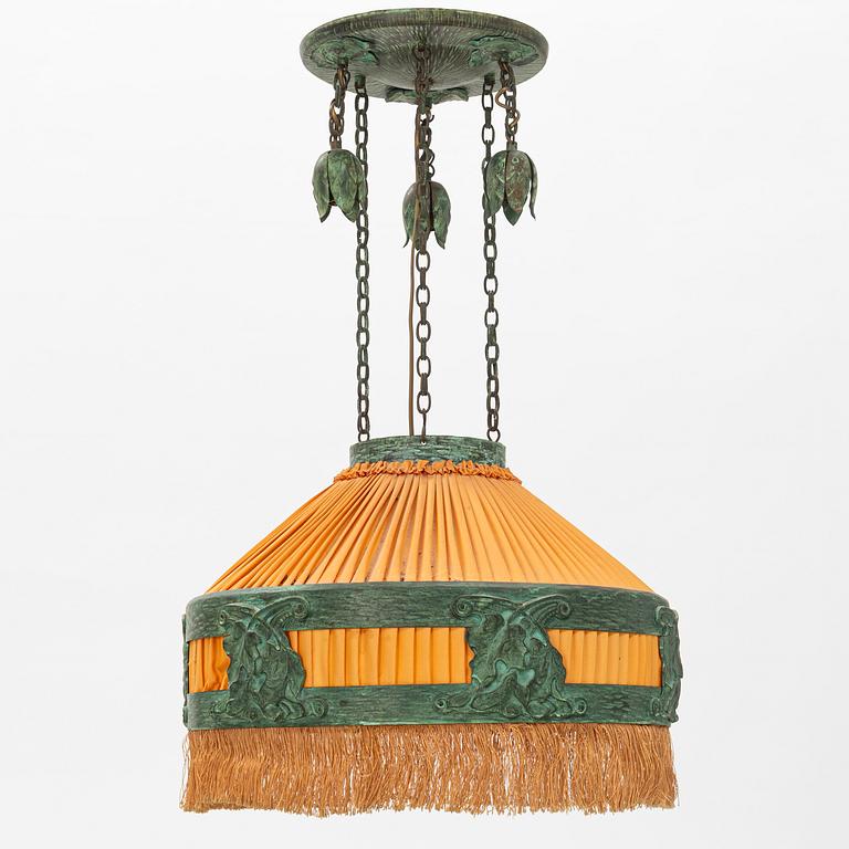 An Art Nouveau ceiling lamp, early 20th Century.