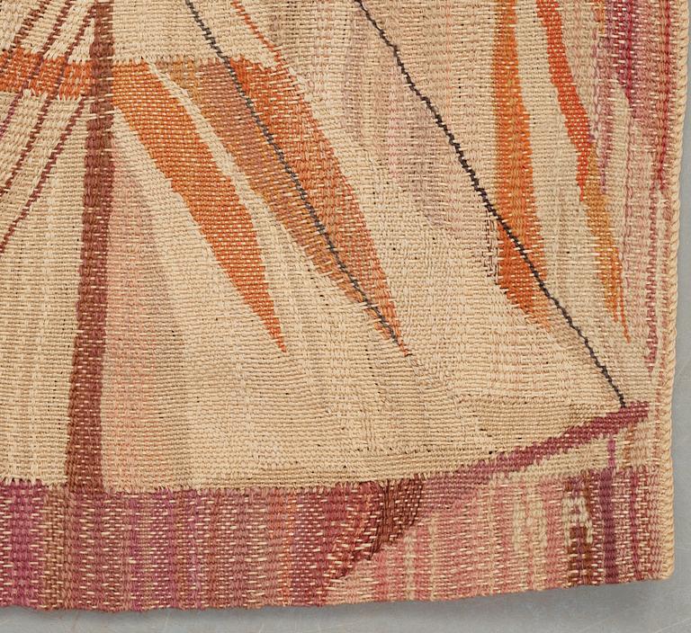 TAPESTRY. "Strandvägsskutor". Tapestry weave variant (gobelängvariant). 127,5 x 92 cm. Signed AB MMF MR.