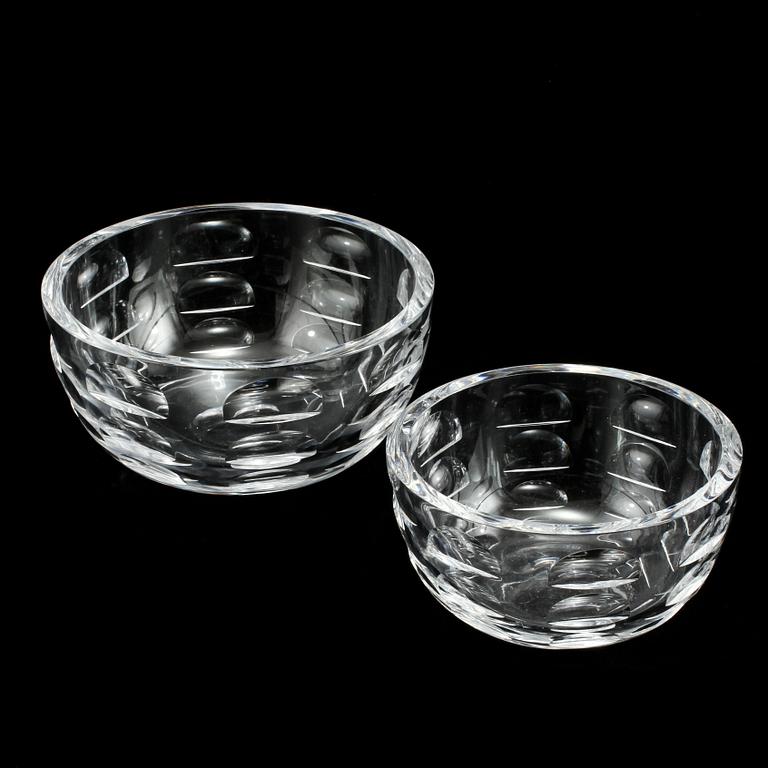 SKÅLAR, 2 st, "Tusen Fönster", Simon Gate, Orrefors, 1900-tal.