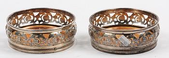 COASTERS, ett par, nysilver, WMF, tidigt 1900-tal.