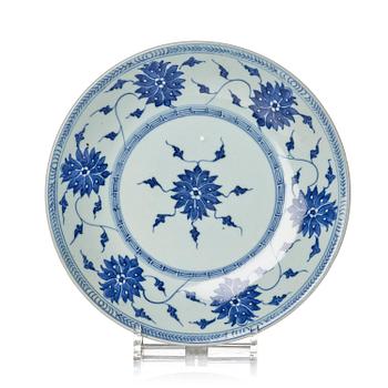 A blue and white 'lotus dish', Qing dynasty, 19th century.