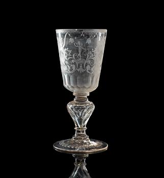 1302. A large cut and engraved German goblet, 18th Century.