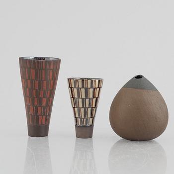 Tom Möller, a set of three stoneware vases, own workshop, Stockholm 1950's/60's.