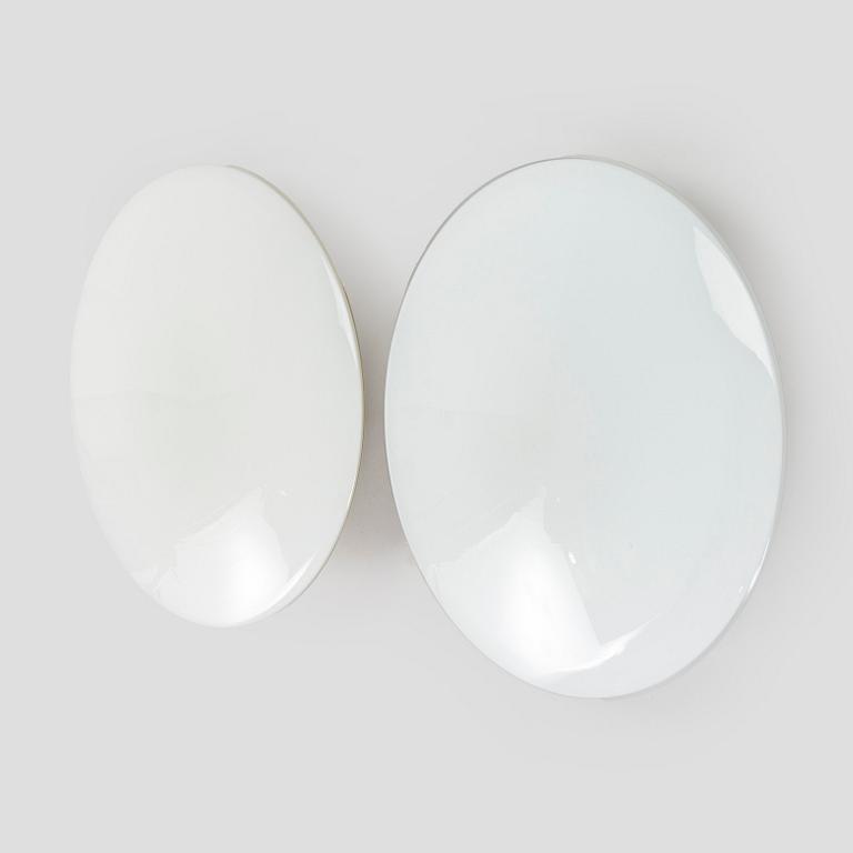 Arne Jacobsen, ceiling lamps/wall lamps, a pair, "AJ-Eklipta", Louis Poulsen, Denmark.