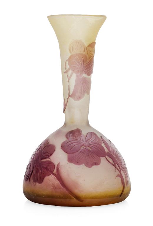 An Emile Gallé Art Noveau cameo glass vase, France, signed.