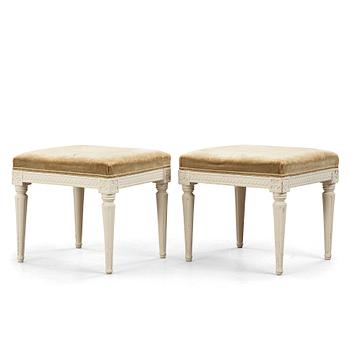 A pair of Gustavian stools by Johan Lindgren (master in Stockholm 1770-1800).