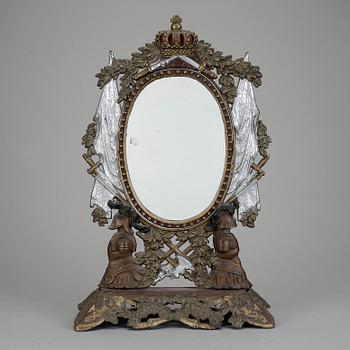 BORDSSPEGEL, gjutjärn, sannolikt Huseby bruk. 1800-talets slut.