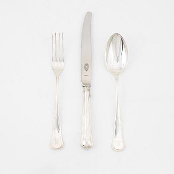 CG Hallberg, bestickservis, 18 delar, silver, Stockholm 1950-51.