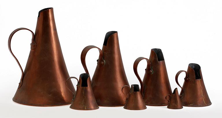 MÅTTSERIE, 7 delar, koppar, 1900-tal.