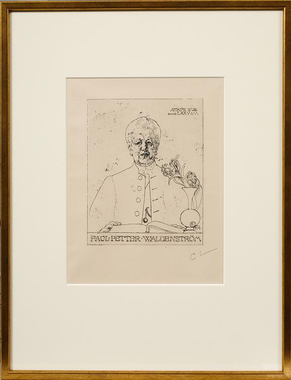 CARL LARSSON, etsning, monogramsignerad.