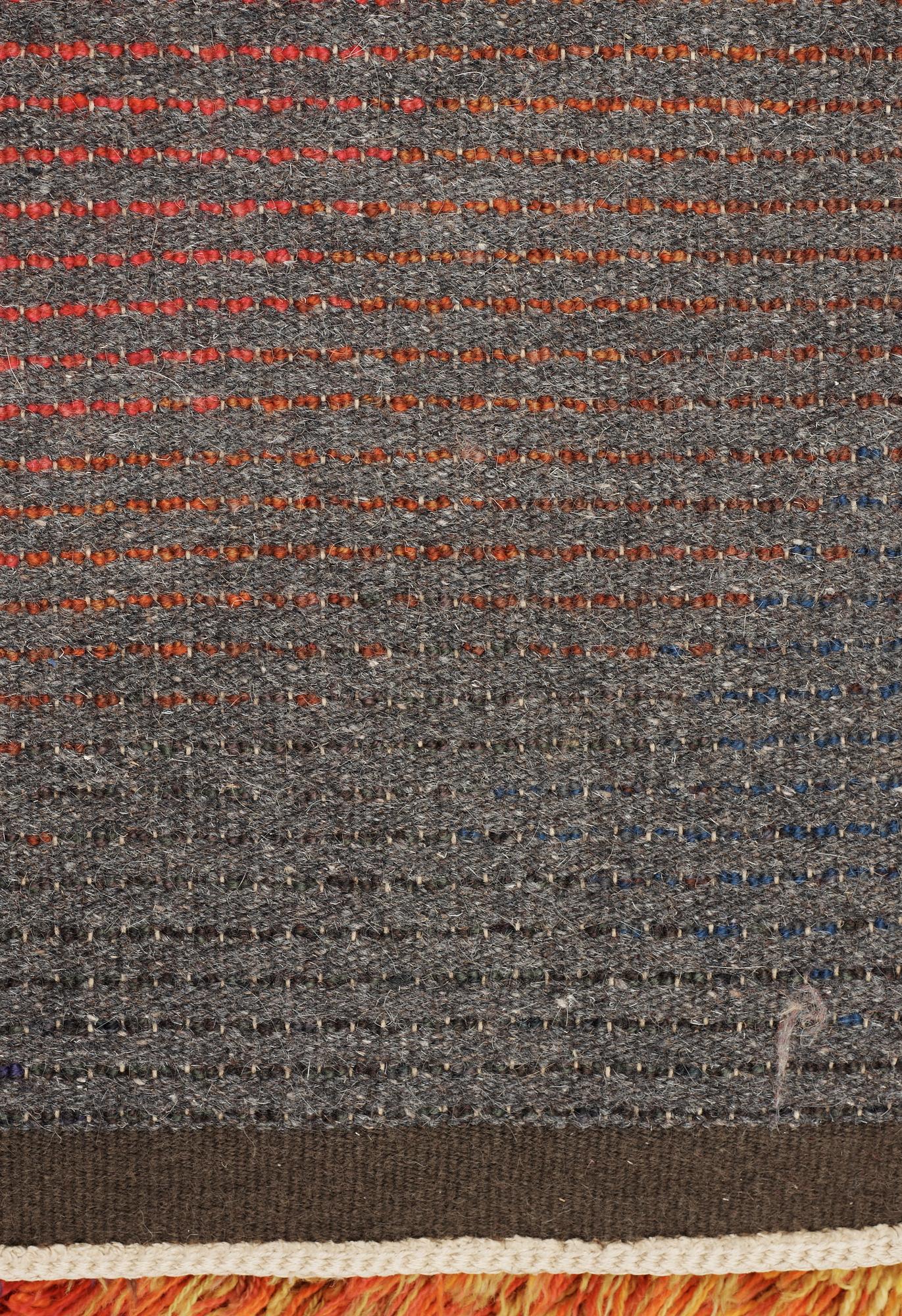 RUG. Rya (long knotted pile). Signed MvM SH (Marianne von Münchow, Svensk Hemslöjd).