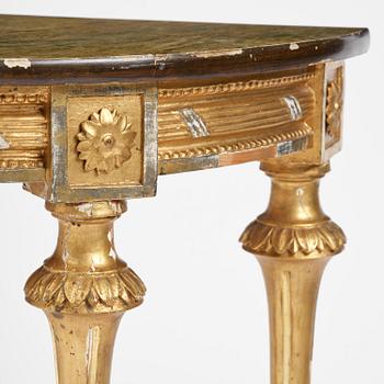 A Gustavian giltwood and marbled console table, Stockholm, late 18th century.