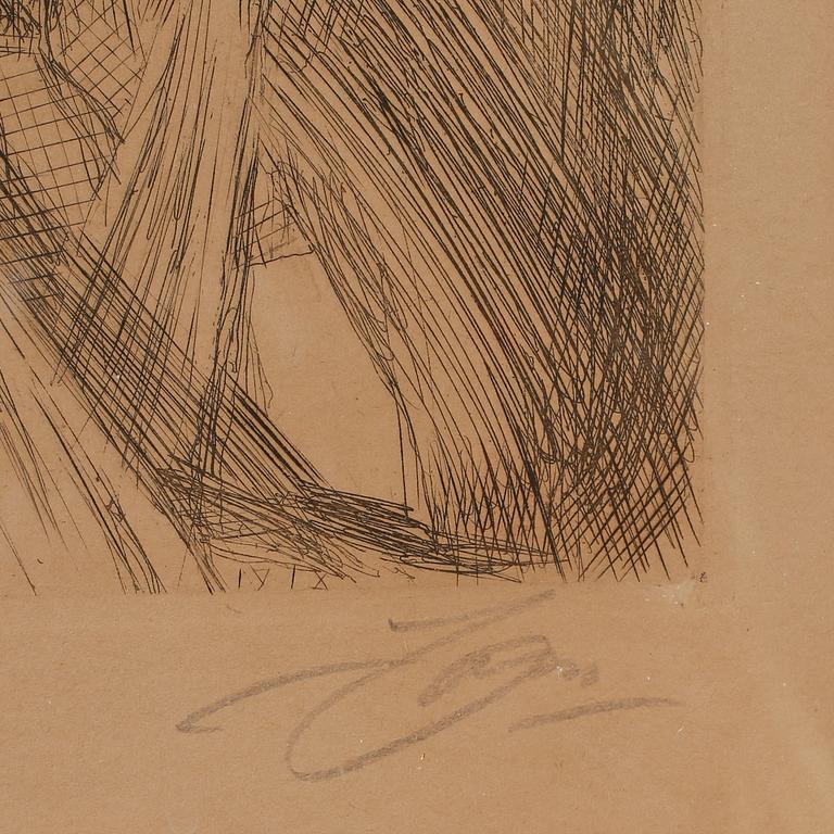 ANDERS ZORN, etsning, "Gulli II", signerad med blyerts, signerad och daterad 1918 i plåten.