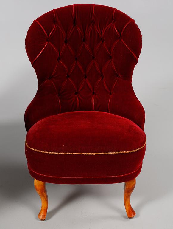 SOFFA samt FÅTÖLJ, omkring 1900-talets mitt.