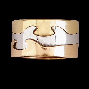 RING, 18 k flerfärgat guld, "Fusion", Nina Koppel, Georg Jensen, Danmark. Vikt 20 g.
