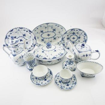 Service approx. 57 pcs "Musselmalet" full lace and half lace Royal Copenhagen Denmark porcelain.