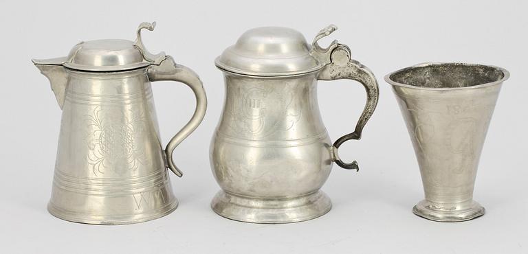 PARTI TENN, 3 delar, 1800-tal. Bla Jönköping.