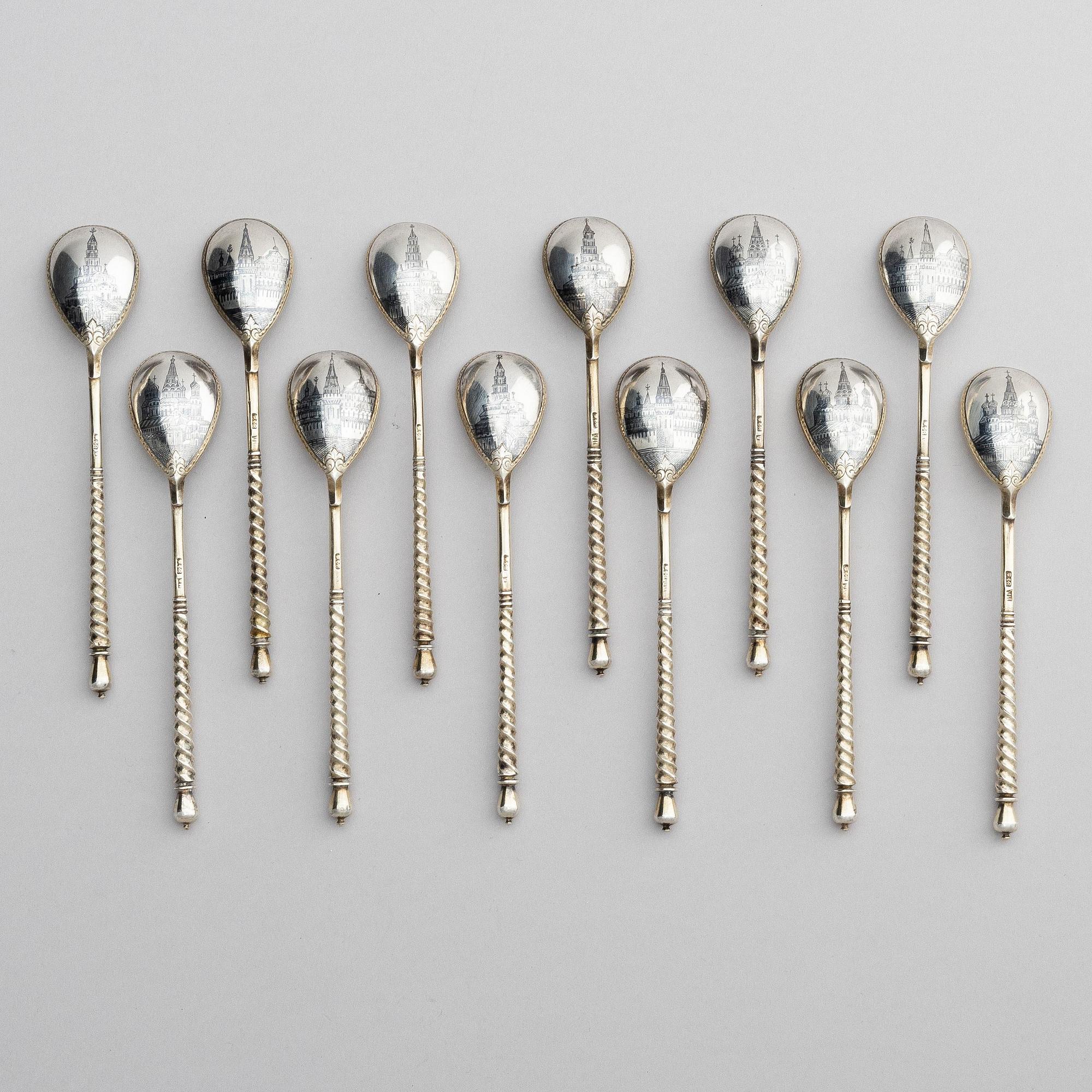 Ivan Alexeyev, teskedar, 12 st, silver, Moskva circa 1880-1890.