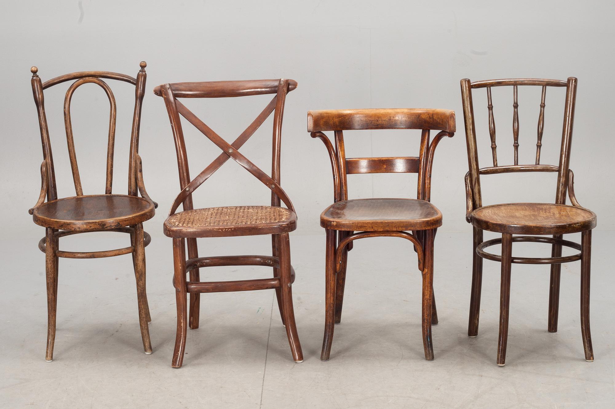 STOLAR, 4 st olika, bl a Thonet, 1900-talets första hälft.