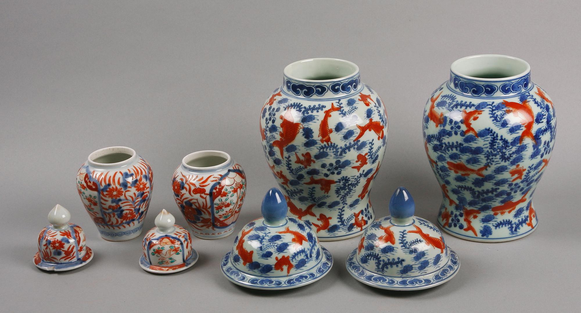 LOCKURNOR, 2 par, porslin, Kina, 1900-tal.