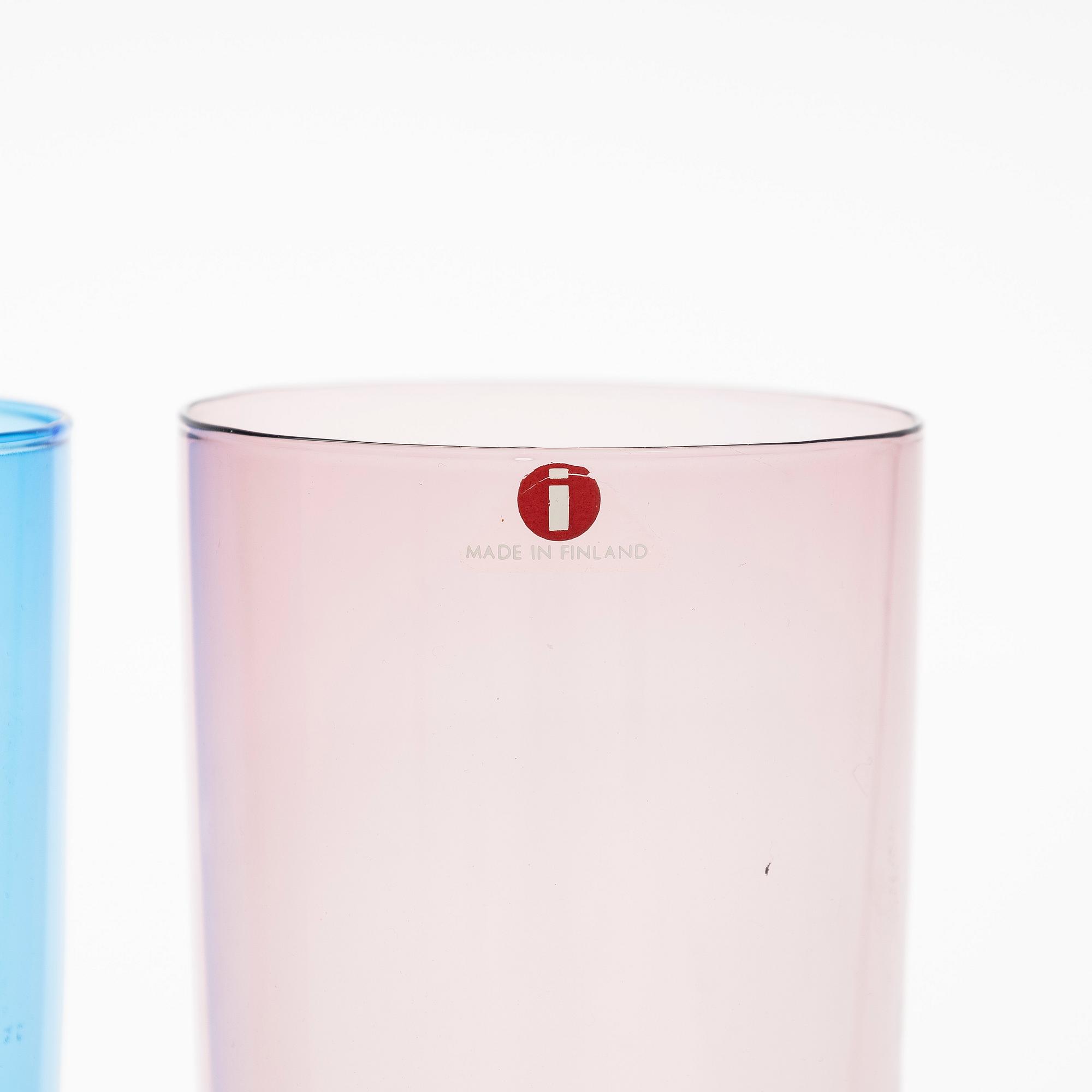 Tapio Wirkkala, a set of 19 juice glasses, model 2204, Iittala, Finland. In production 1956-1969.