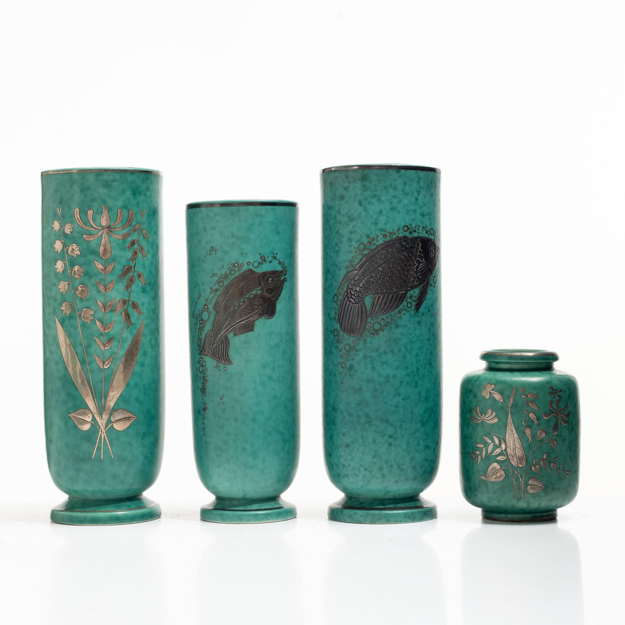 Wilhelm Kåge, Collection, 7 pieces, “Argenta”, Gustavsberg.