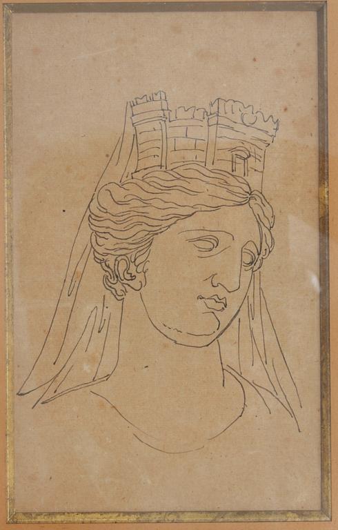 OKÄNDA KONSTNÄRER, teckningar, 2+1 st.