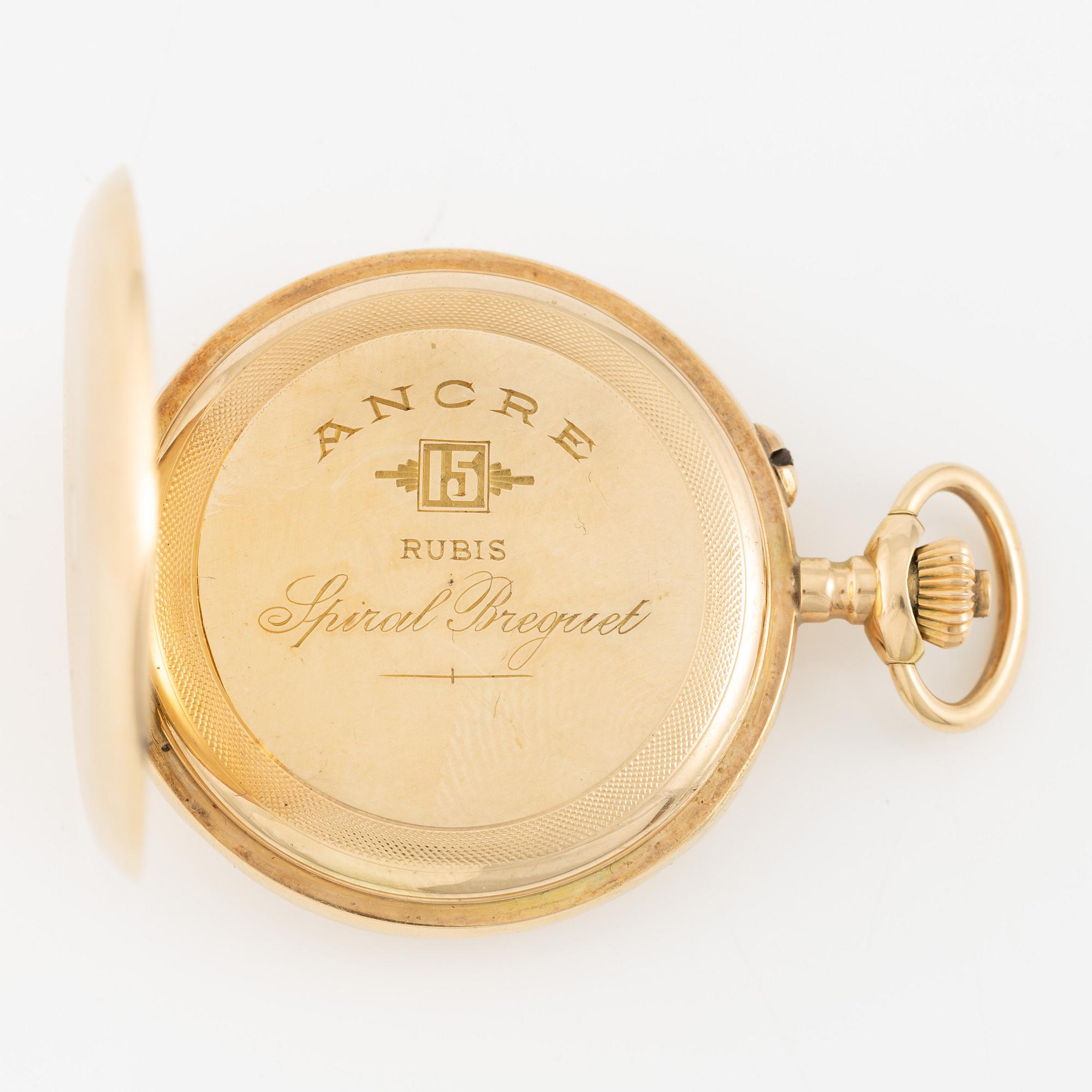 Pocket watch, 14K gold, hunter, 34 mm.