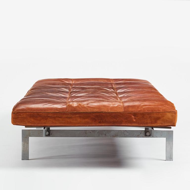 Poul Kjaerholm, A 'PK-80' steel and brown leather daybed, E Kold Christensen, Denmark 1960s.