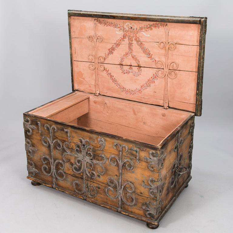 An 18th Century Wooden Chest.