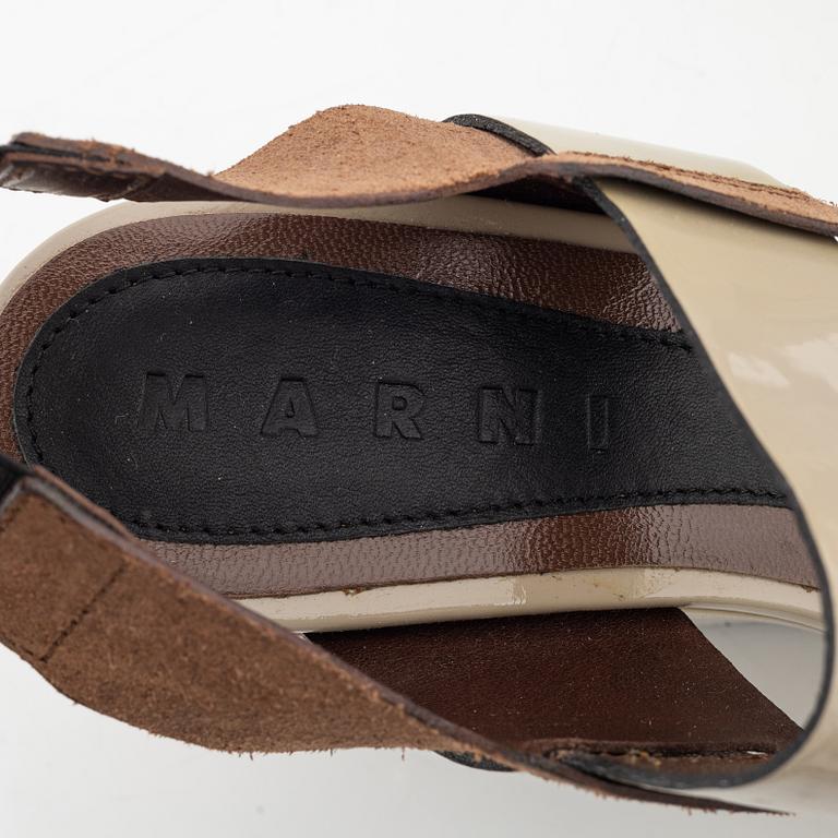 Marni, A pair of patent leather platform sandals, size 36.