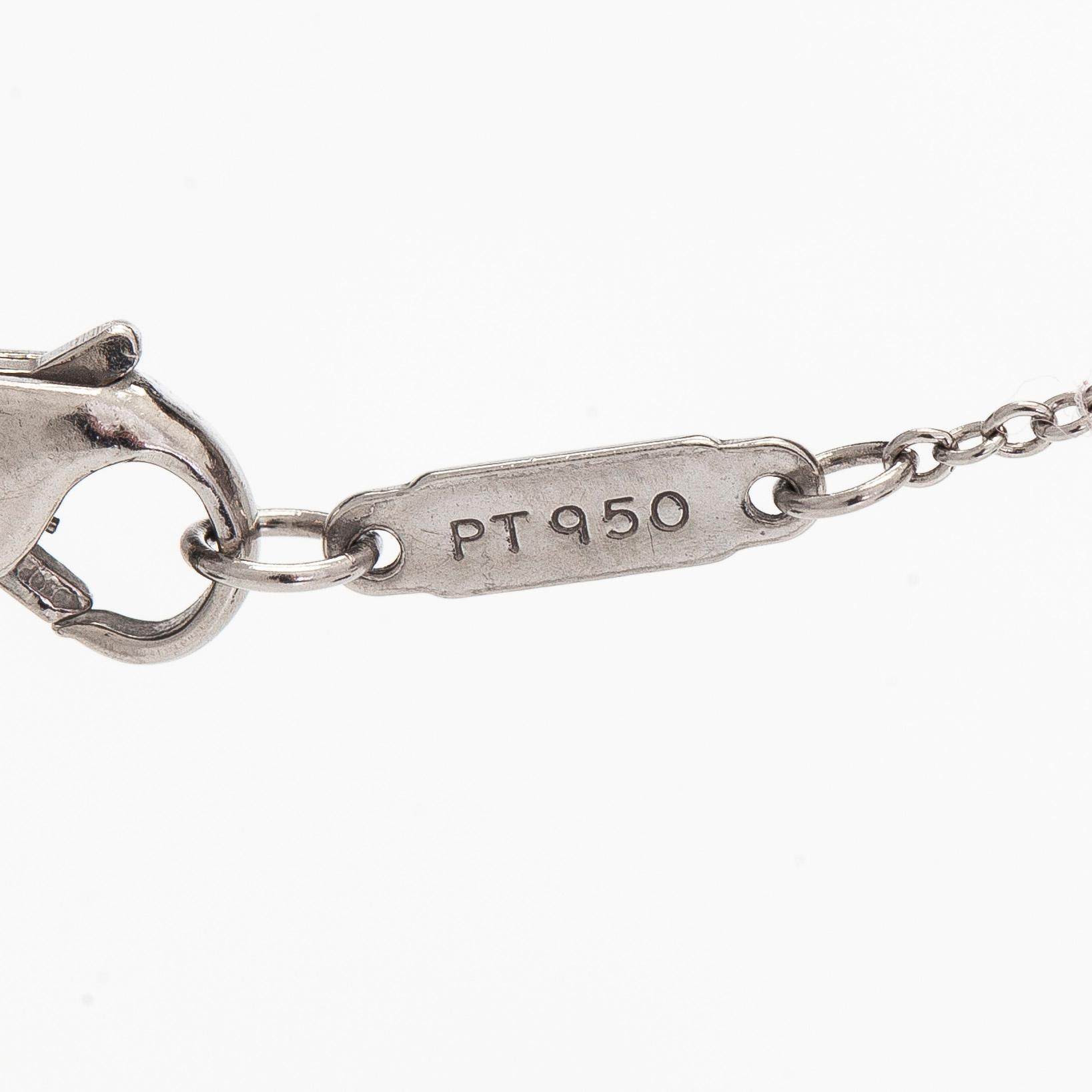 Tiffany & Co, kaulakoru, platinaa, sydämenmuotoinen riipus jossa briljanttihiottuja timantteja.