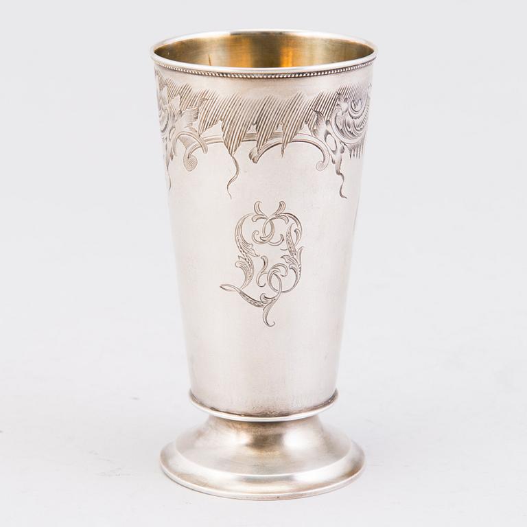 A 1880s-90s Russian silver beaker, maker's mark B.A., Moscow.