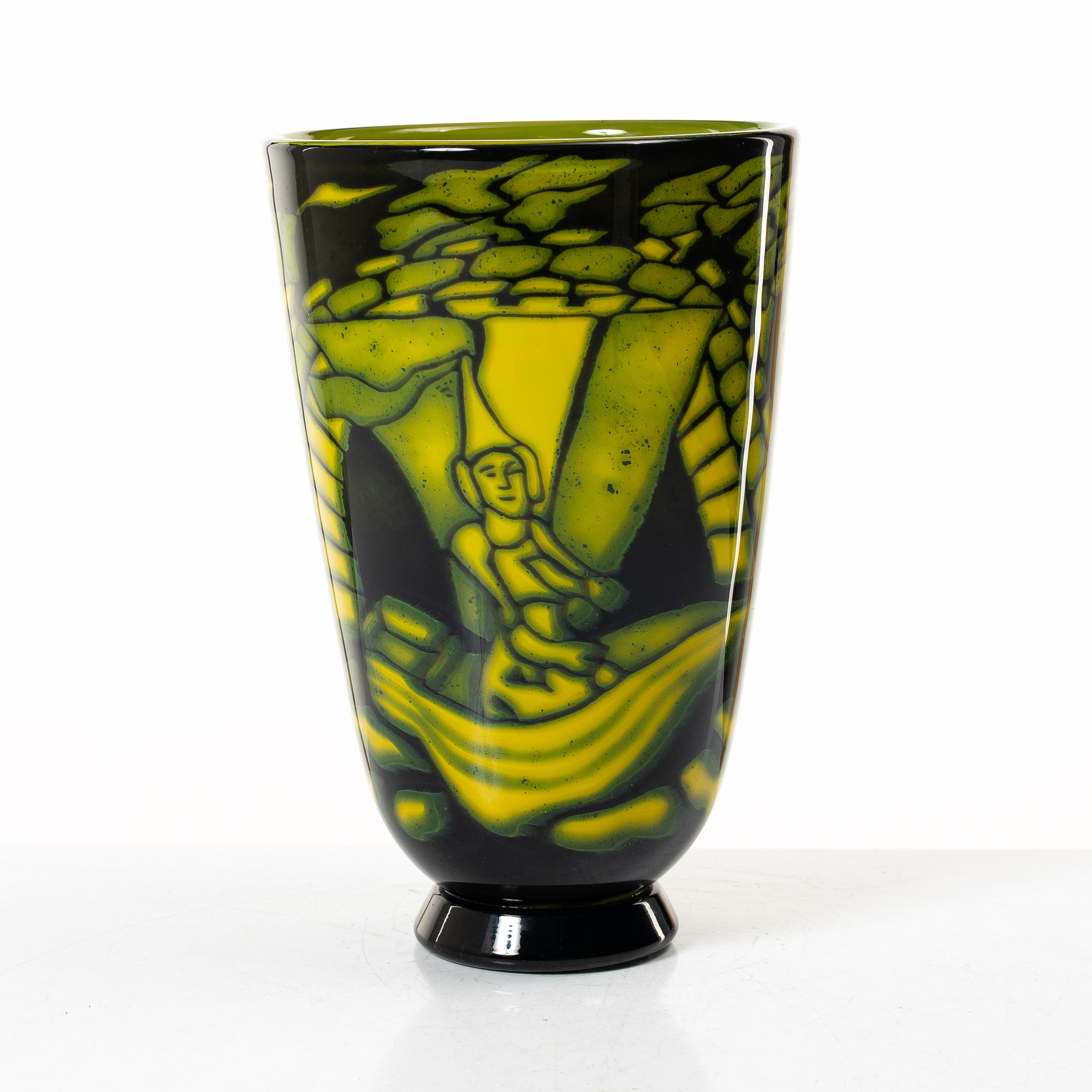 Wilke Adolfsson, Torbjörn Alfredsson, vas, graal, unik, glasblåsare Wilke Adolfsson, egen hytta i Orrefors.