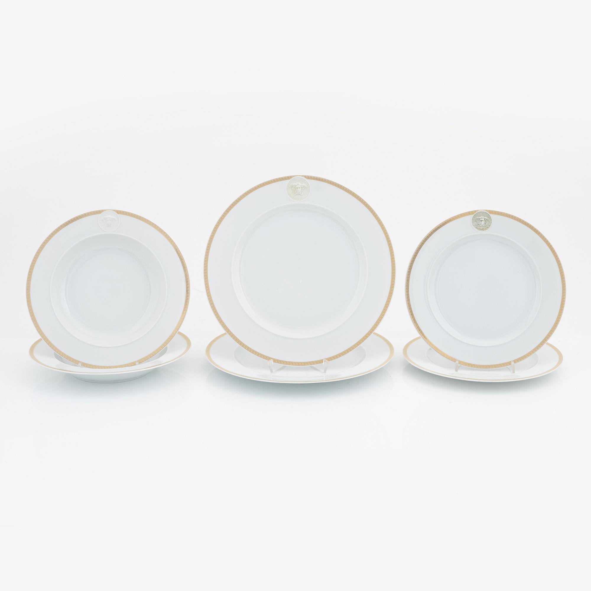 Versace, tableware, 6 pcs, porcelain, "Ikarus Medallion Méandre d'Or", Rosenthal.