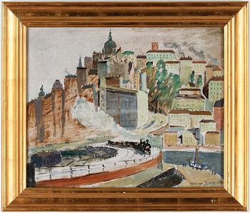 OLLE BONNIÉR, olja på pannå, "Ljus mot söder", 1938,  signerad "O.B".