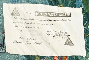 Ramses Wissa Wassef, vävnad, gobelängteknik, signerad. Ca 119 x 175 cm.