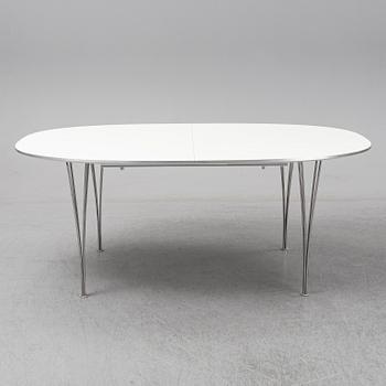 BRUNO MATHSSON & PIET HEIN, matbord, "Superellips",för Fritz Hansen, Danmark. 2 iläggsskivor.