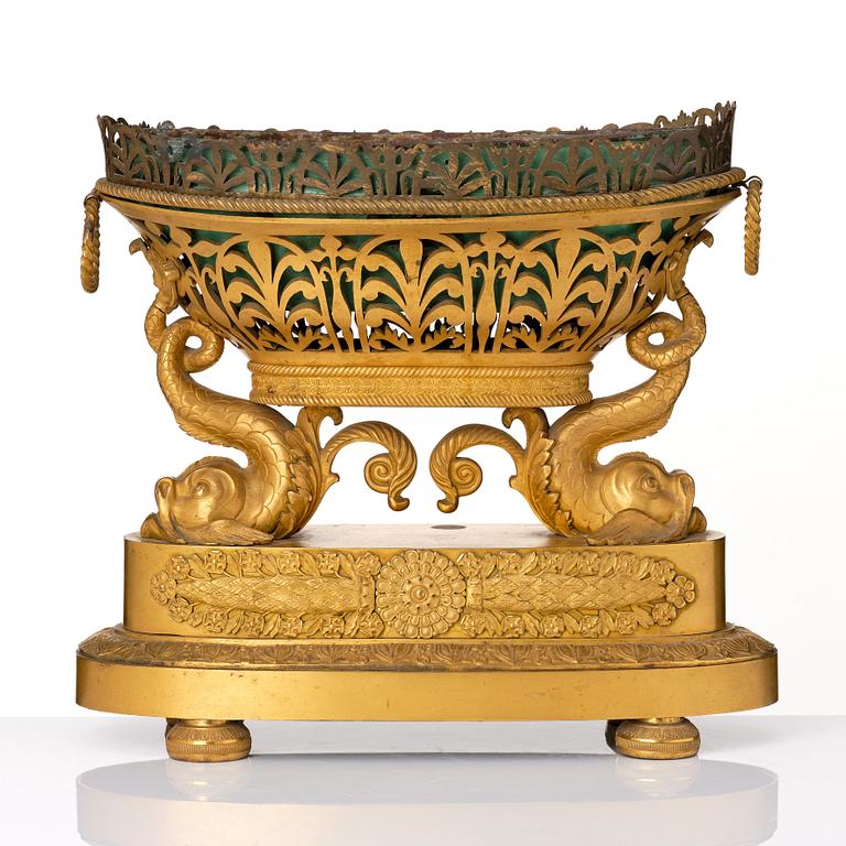 A set of three French Empire early 19th century gilt bronze centre pieces.